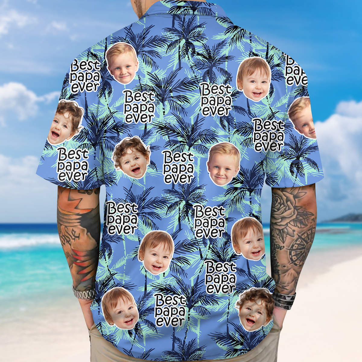 Custom Photo Best Dad Ever Tropical Pattern Hawaiian Shirt - Personalized Gift for Dad CH07 911568
