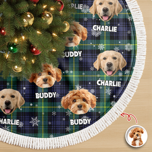 Custom Photo Name Dog Cat Christmas Style Tree Skirt Christmas Decor Gift CH07 899766