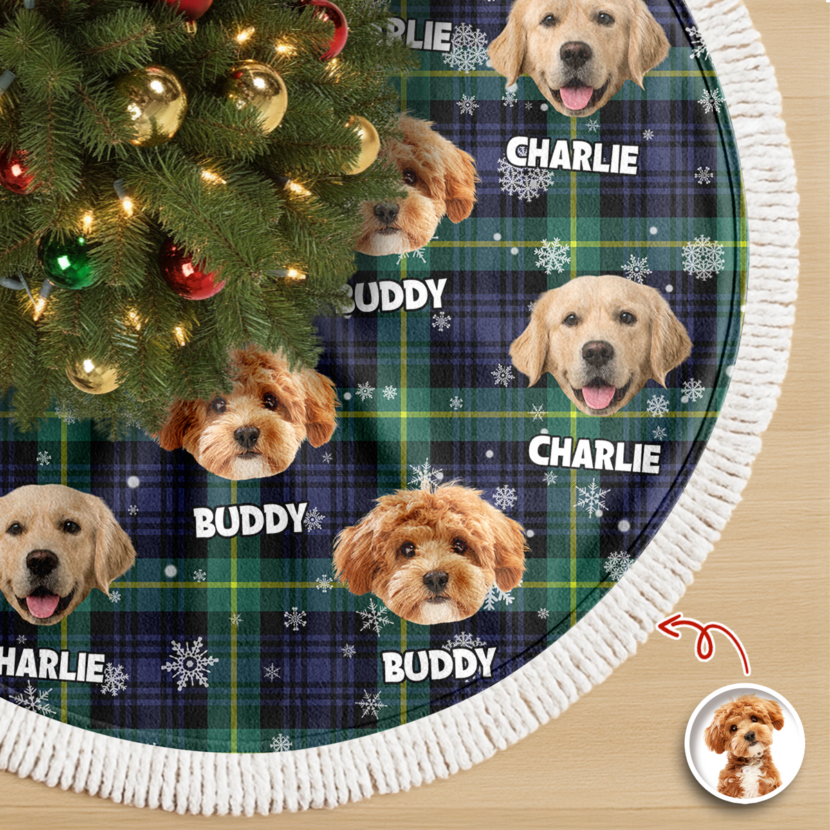 Custom Photo Name Dog Cat Christmas Style Tree Skirt Christmas Decor Gift CH07 899766