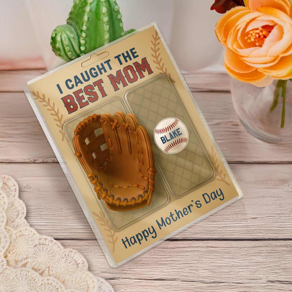 We Caught The Best Dad Grandpa Baseball & Glove Figures Style Acrylic Block Plaque Personalized Gift For Father's Day HO82 893764