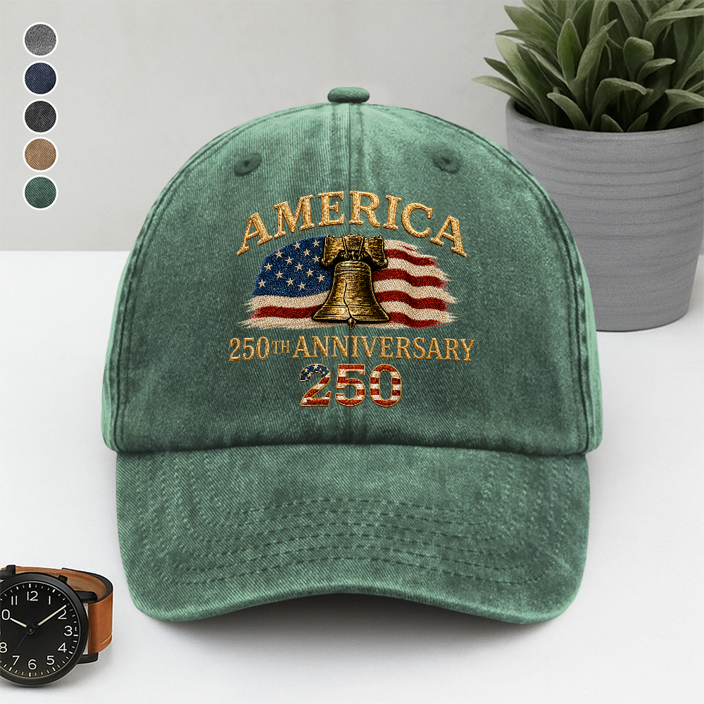 America 250th Anniversary 1776-2026 Patriotic Washed Denim Baseball Cap TH10 170085