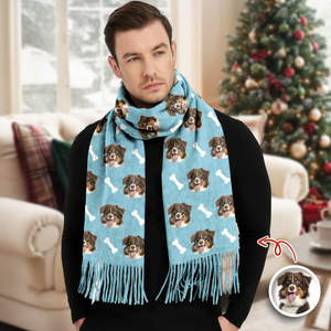 Custom Face Photo With Icon Wool Scarf Christmas Gift For Dog Lovers LM32 897479