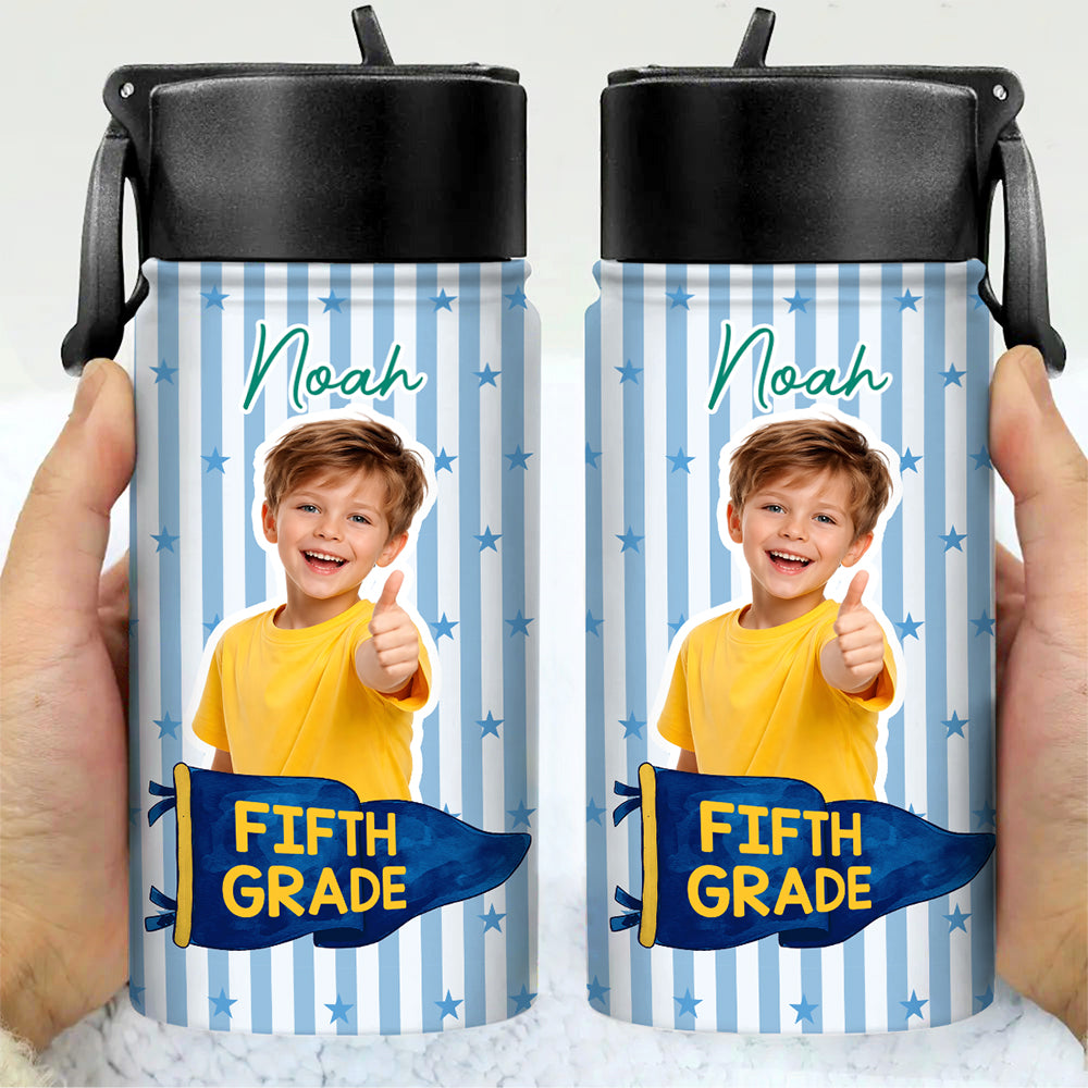 Custom Photo Grade Pennant Spirit Kid Water Bottle - Gift for Kids, Back to School HO82 902922