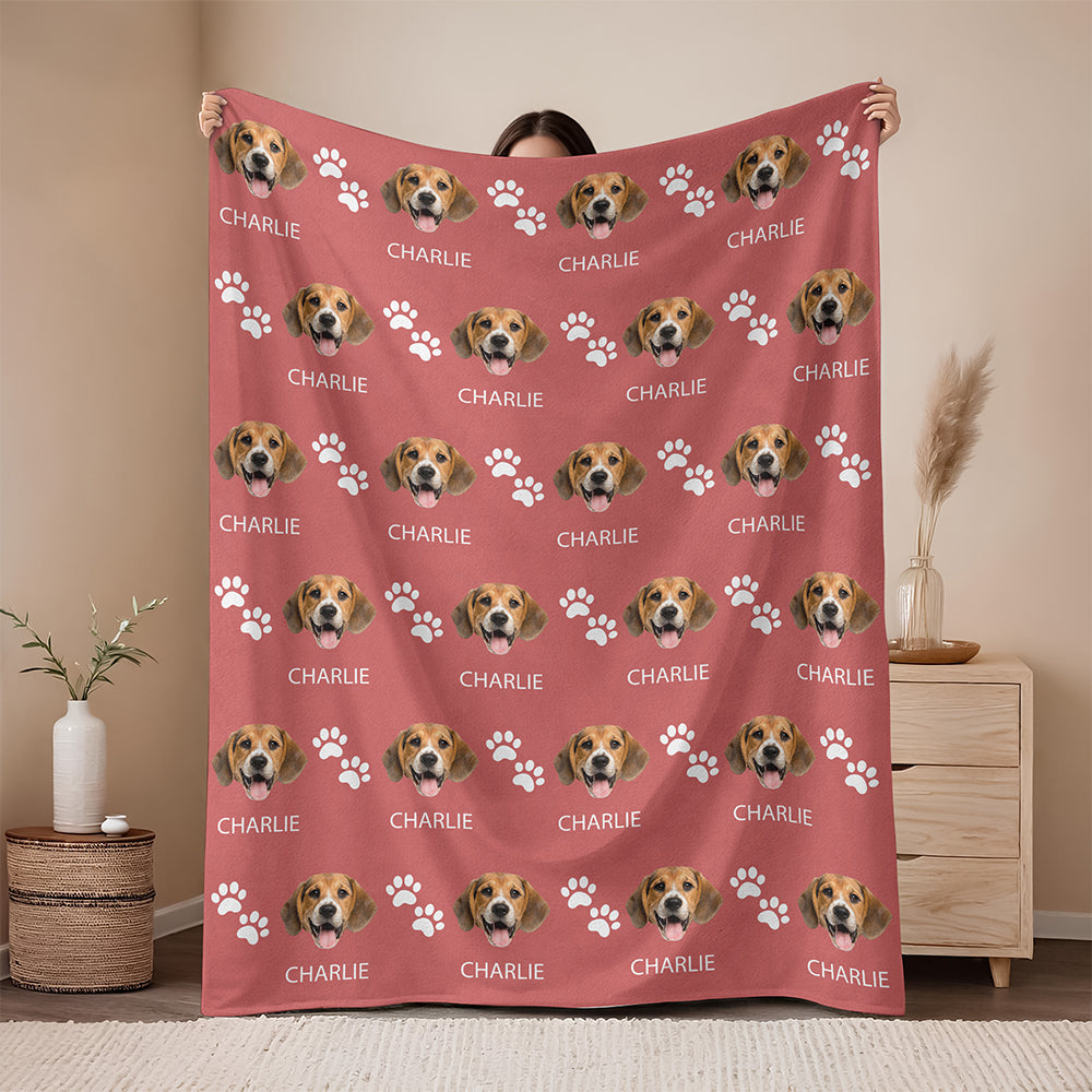 Custom Pet Photo Cute Pattern Blanket - Personalized Gift for Dog & Cat Lovers HO82 902944