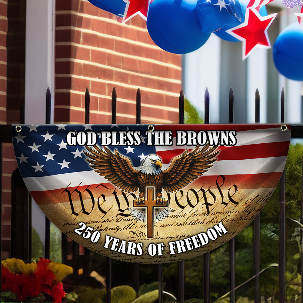 Custom Family Name 250 Years Of Freedom Non-Pleated Fan Flag TH10 169081