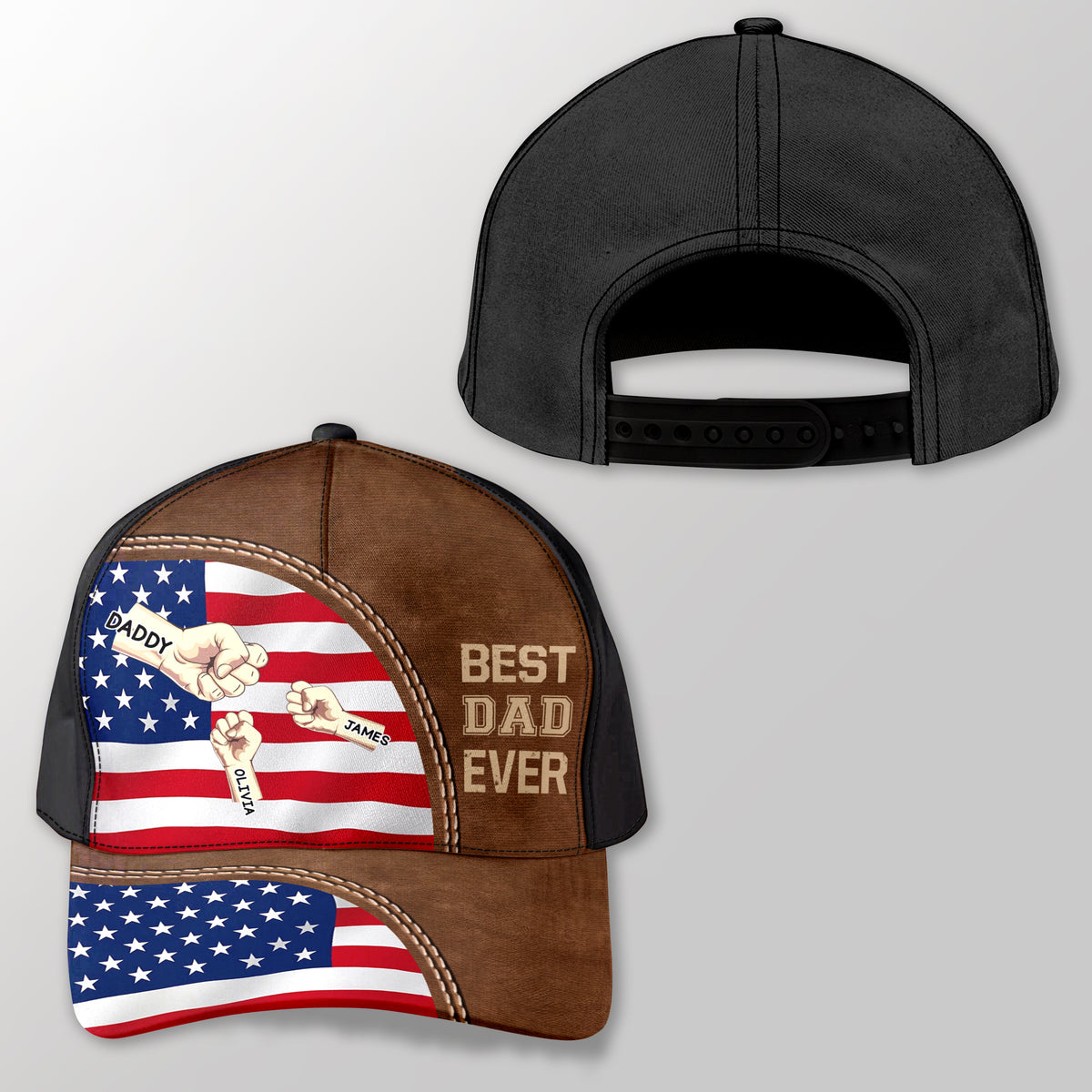 Best Dad Ever With American Flag And Fist Bumps Personalized Classic Cap For Dads TH10 892965