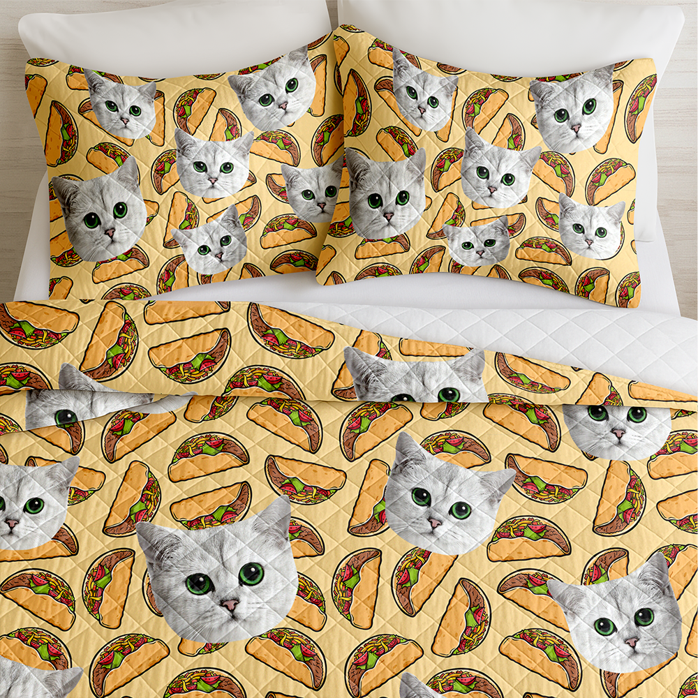 Custom Photo Dog Cat Color Quilt Bedding Set For Dog Cat Pet Lovers HA75 898242