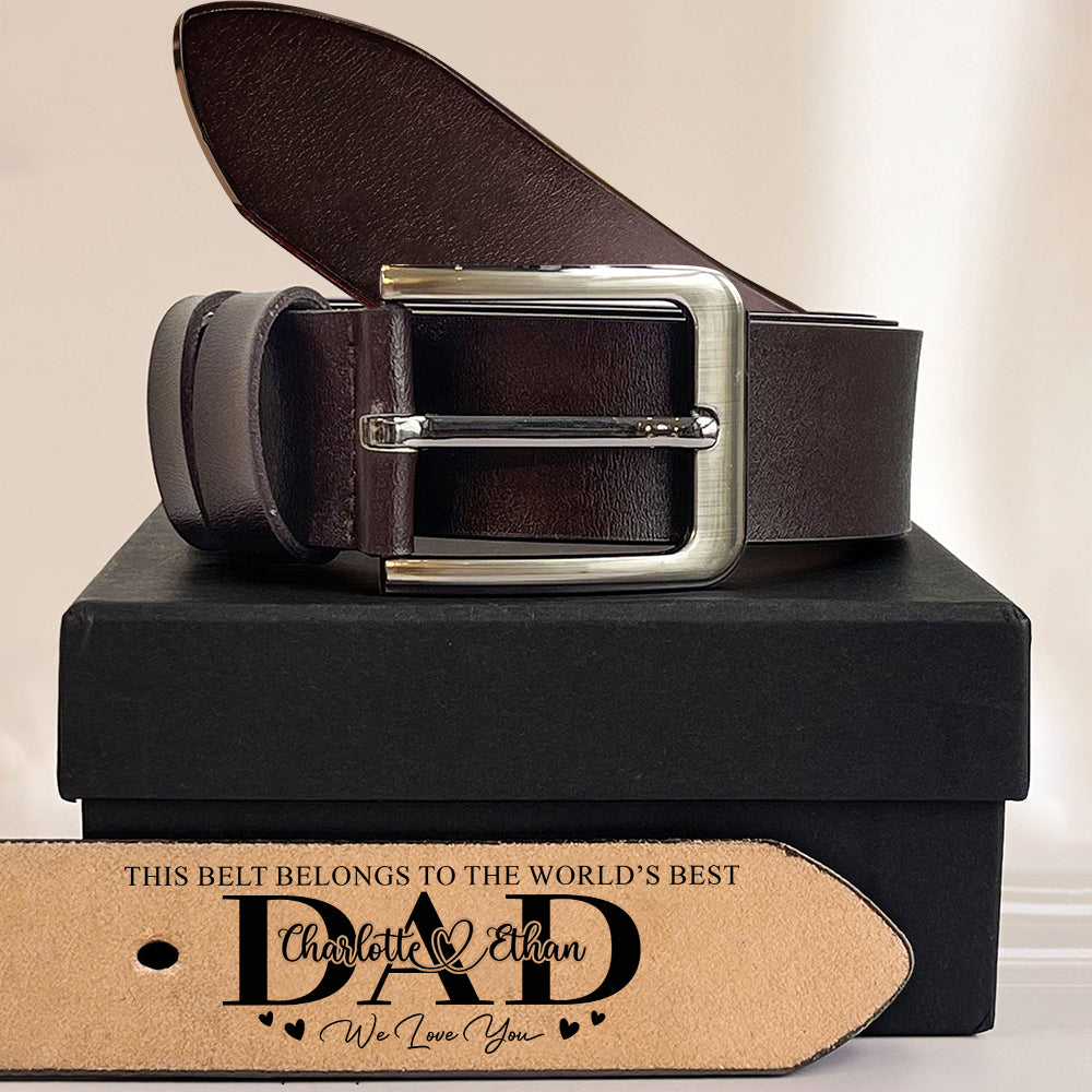 Custom Kid Names This Belt Belongs To The World’s Best Dad Leather Belt - Personalized Gift for Father LM32 899789