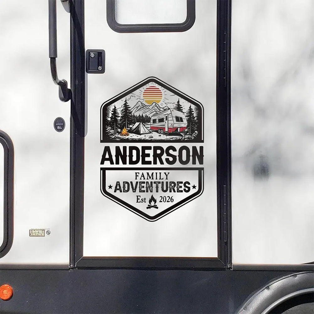 Personalized Family Name Happy Campers Adventures RV Decal Sticker LM32 669403
