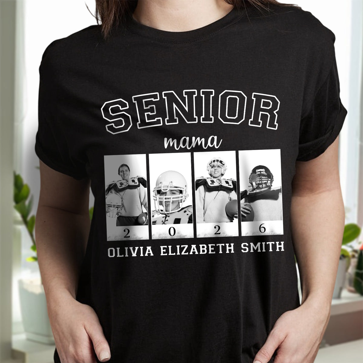 Custom Photo Senior Football Mama Dark Shirt Gifts For Football Mom, Football Lover CH07 899446