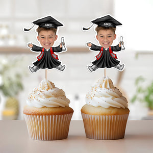 Custom Kids Face Class of 2025 Graduation Decoration Funny Cupcake Toppers LM32 893289