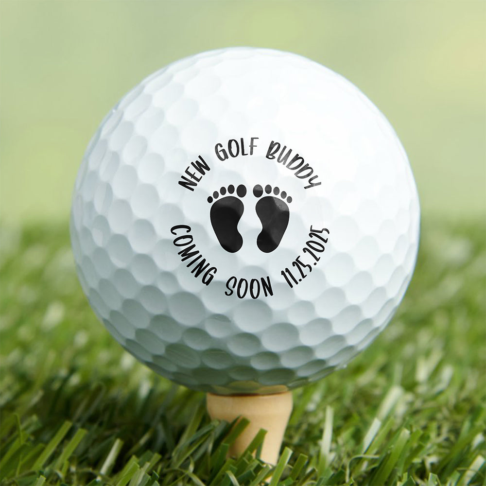 Personalised New Golf Buddy Baby Footprints Pregnancy Announcement Golf Ball Stamp with Date Funny Father's Day Birthday Gift for Dad Grandpa HO82 900674