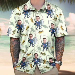 Custom Human Face Bass Fishing Hawaii Shirt For Fisherman LM32 893335