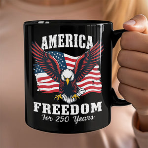 America 250 Years of Freedom Patriotic Eagle Flag Black Mug HA75 897336