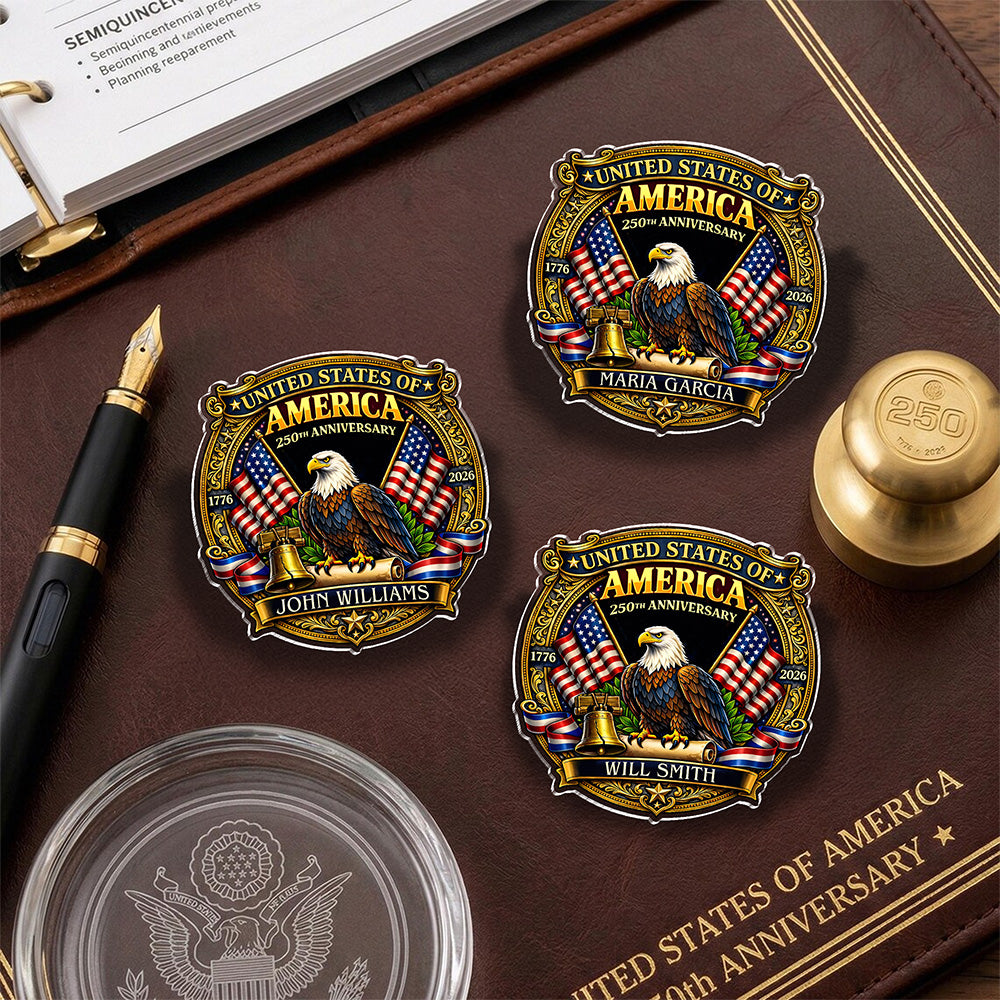 Custom Name Celebrate USA 250th Anniversary Acrylic Pin CH07 911056