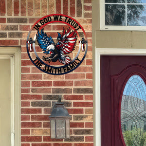Personalized Name In God We Trust Patriotic Eagle Metal Sign LM32 897267