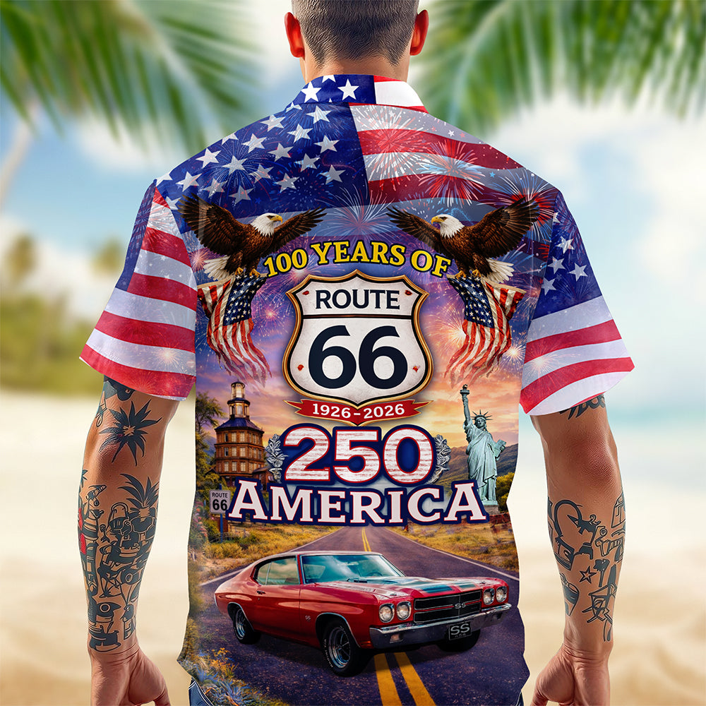 Celebrate 100 Years of Road Route 66 and America 250th Anniversary Custom Car Photo Hawaiian Shirt CH07 910378