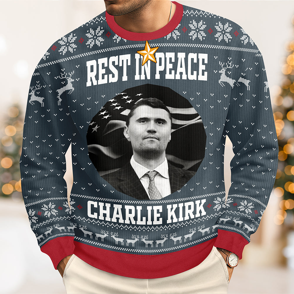 Personalized Rest In Peace Charlie Kirk Ugly Christmas Sweater HO82 900324