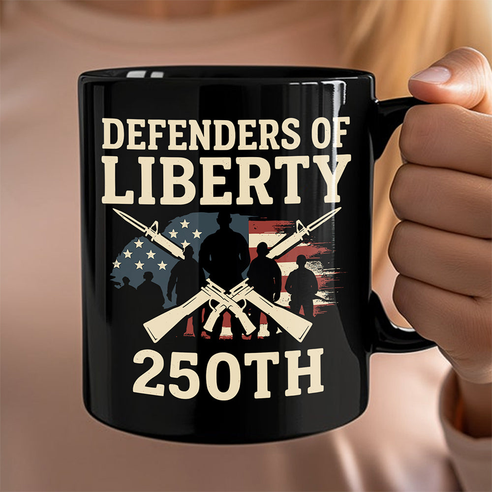 Defenders Of Liberty 250th Anniversary USA Black Mug HA75 897296