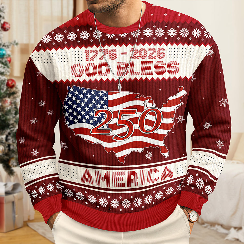 1776 - 2026 God Bless America 250 Ugly Sweater Christmas Gift HA75 897968