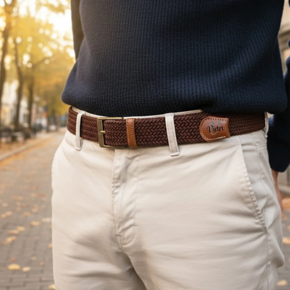 Custom Name Daily Wear Birthday Gift for Men Father Elastic Woven Belt TH10 898243