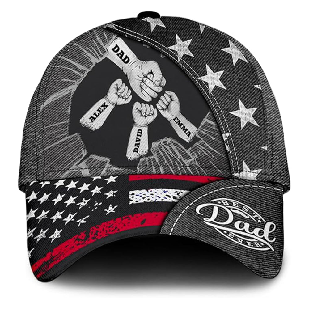 Personalized Fist Bump Hat with Kid’s Names - Best Dad Ever Classic Cap LM32 669157