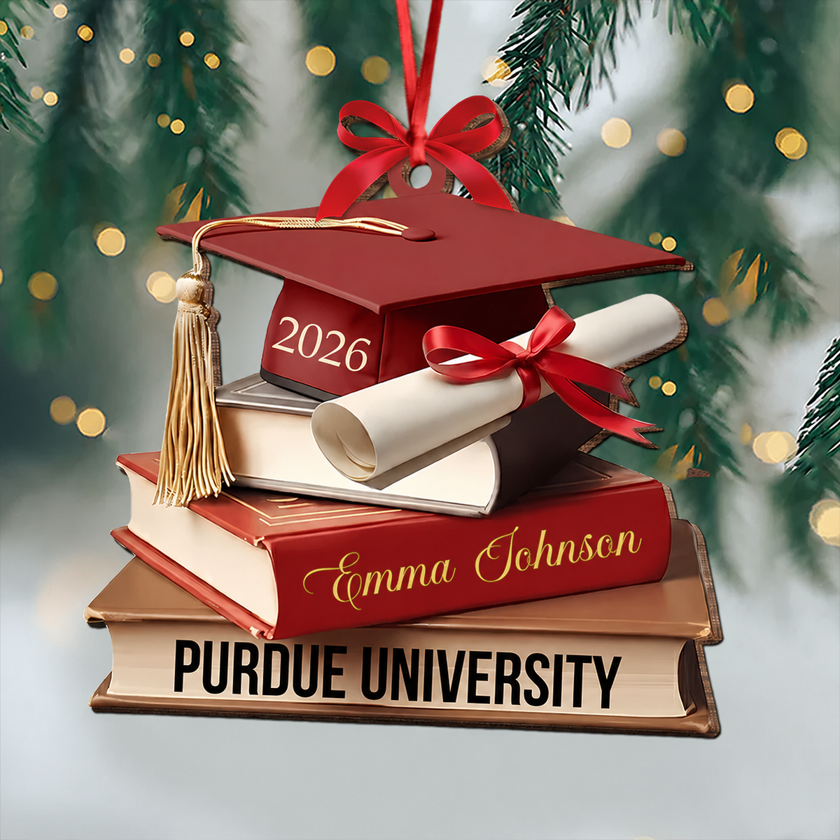 Graduation Cap With Books - Personalized Wooden Ornament Graduation Gifts LM32 897319