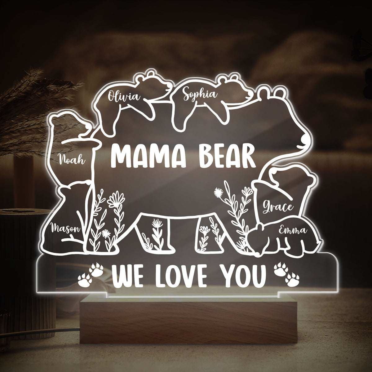 Mama Bear We Love You Personalized LED Night Light Gift For Mom Grandma CH07 895310