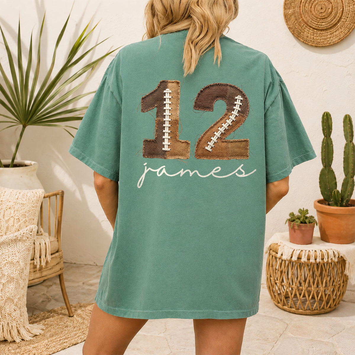 Custom Football Number & Name Faux Patchwork Back Comfort Shirt HO82 903396