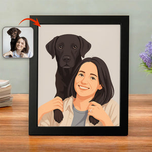 Custom Portrait Photo With Painting Style Poster Picture Frame Gift For Pet Owners HO82 894210