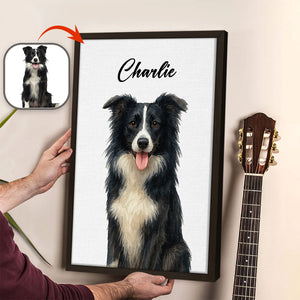 Custom Pet Portrait Photo With Watercolor Style Poster Picture Frame HO82 894208