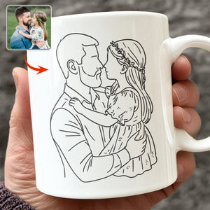 Custom Photo Dad With Kid Drawing Style Mug HO82 894202