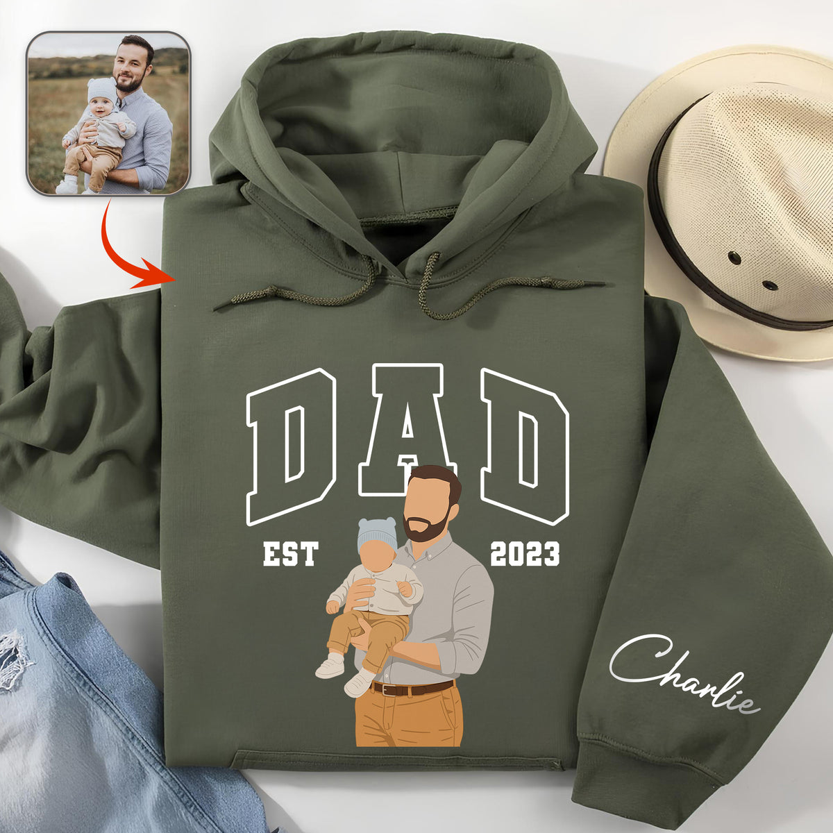 Custom Photo Dad With Daughter, Son Sweatshirt HO82 894170