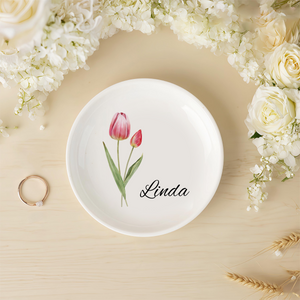 Custom Name And Flower Month Ring Dish TH10 896883