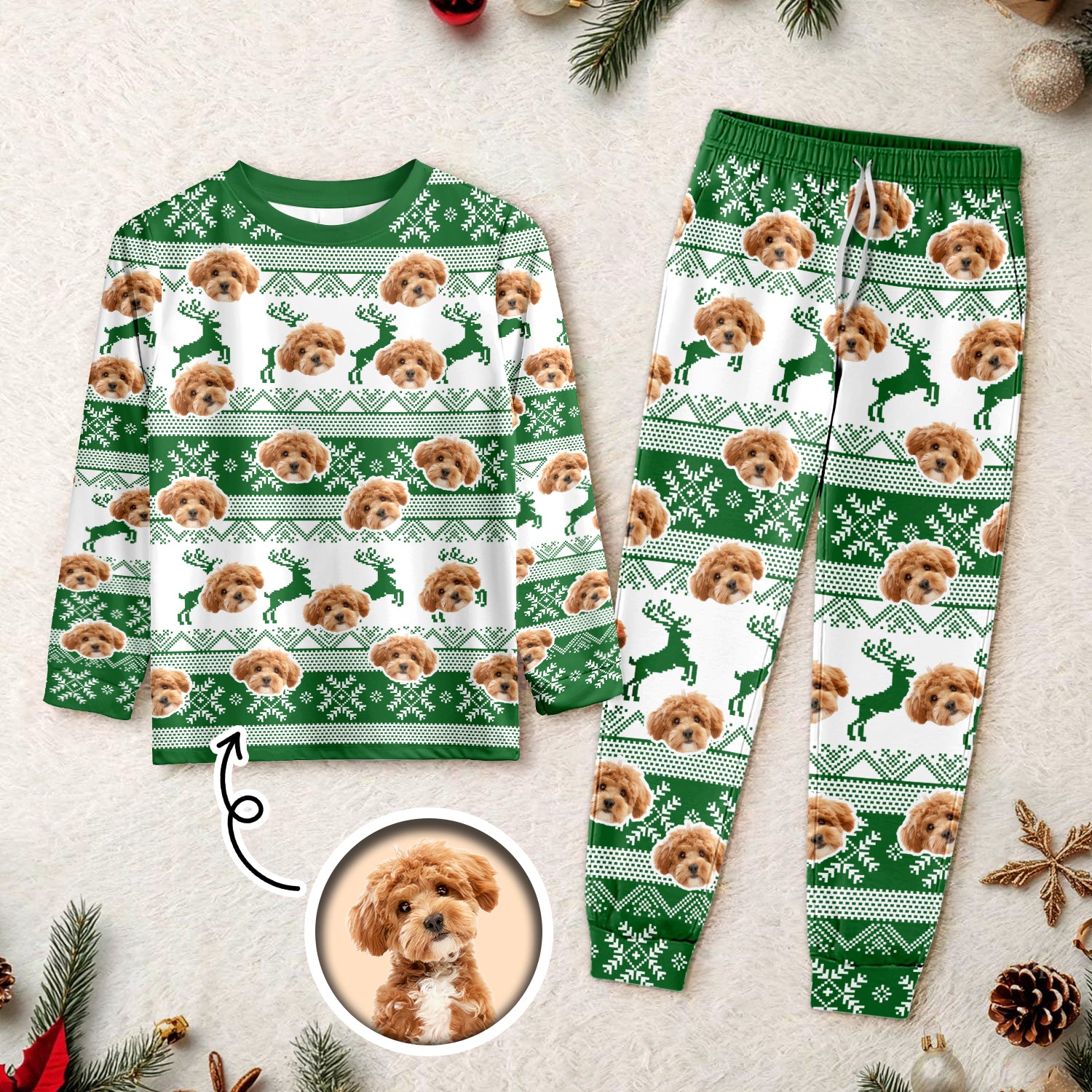 Custom Photo Christmas Dog Sleepwear Xmas Fun HO82 900152