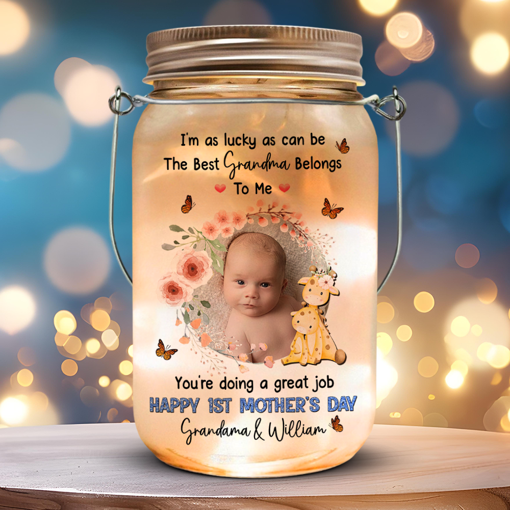 Custom Photo Happy 1st Mother's Day Mason Jar Light Gift For Mom CH07 895376