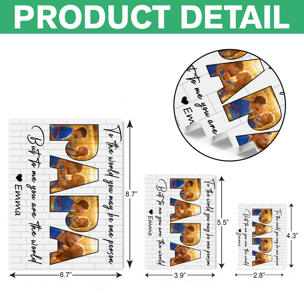 Custom Photo Happy Father's Day Rectangle Shaped Building Brick Blocks Gift LM32 893587