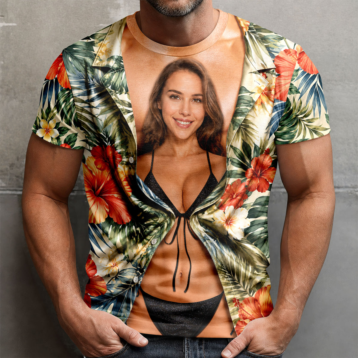 Custom Face Photo Hawaii Funny 3D Shirt For Boyfriend N369 170903