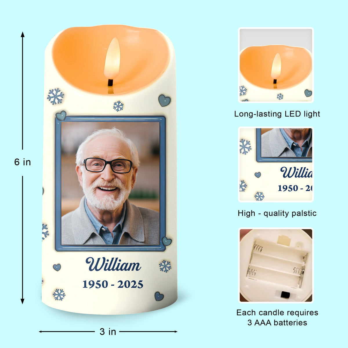 Custom Photo Gone But Never Forgotten - Personalized 3D Inflated Effect LED Candle LM32 895009
