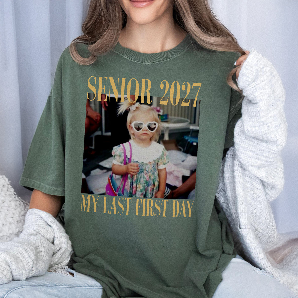 Custom Childhood Photo Retro Senior 2027 - My Last First Day Comfort Shirt HA75 922056