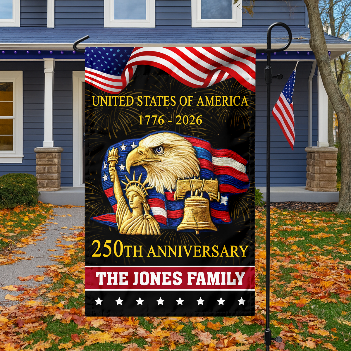 Custom Family Name Bald Eagle United States Of America 250th Anniversary Garden Flag LM32 897795