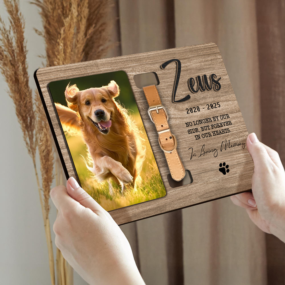 Custom Dog Photo Forever In My Heart Memorial 2-Layers Wooden Collar Sign LM32 893791