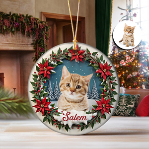 Custom Photo Cat Personalized Ceramic Ornament For Christmas HA75 897068