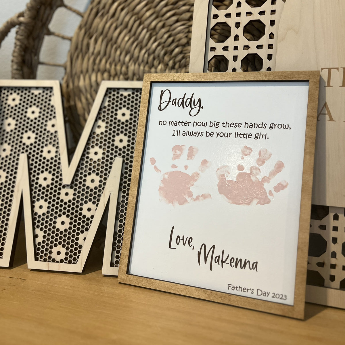 Custom DIY Wooden Always Be Daddy's Buddy - Father's Day Handprint Sign Gift LM32 668997