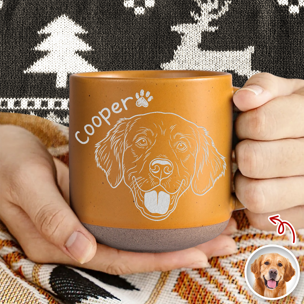 Personalized Dog Photo Engraved Pottery Mug - Custom Pet Lover Gift CH07 911410