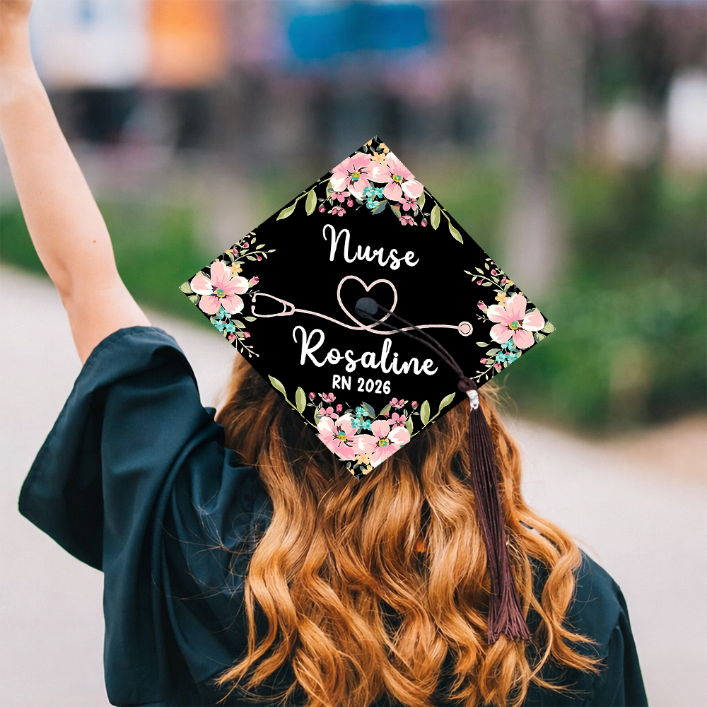 Personalized Nurse Graduation Gift Floral Theme Graduation Cap Topper HO82 901544