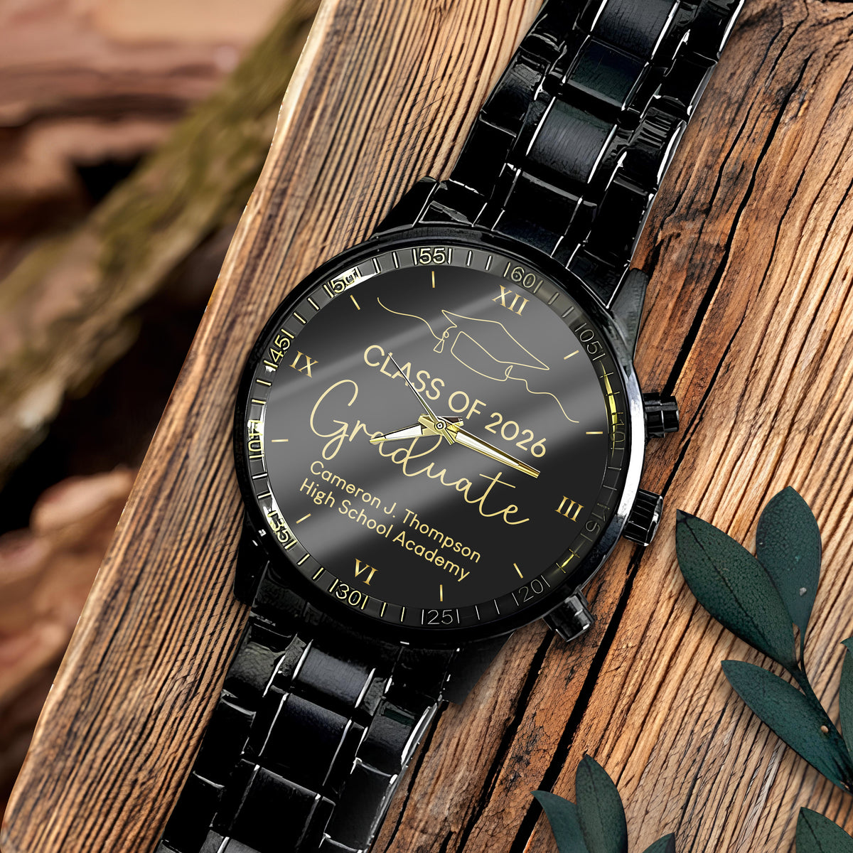 Custom Name Class of 2026 Graduation Men’s Watch – Personalized Graduate Gift CH07 910278