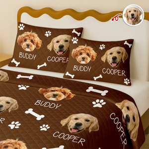 Custom Photo And Name With Icon Quilt Bedding Set For Dog Lover TH10 896663