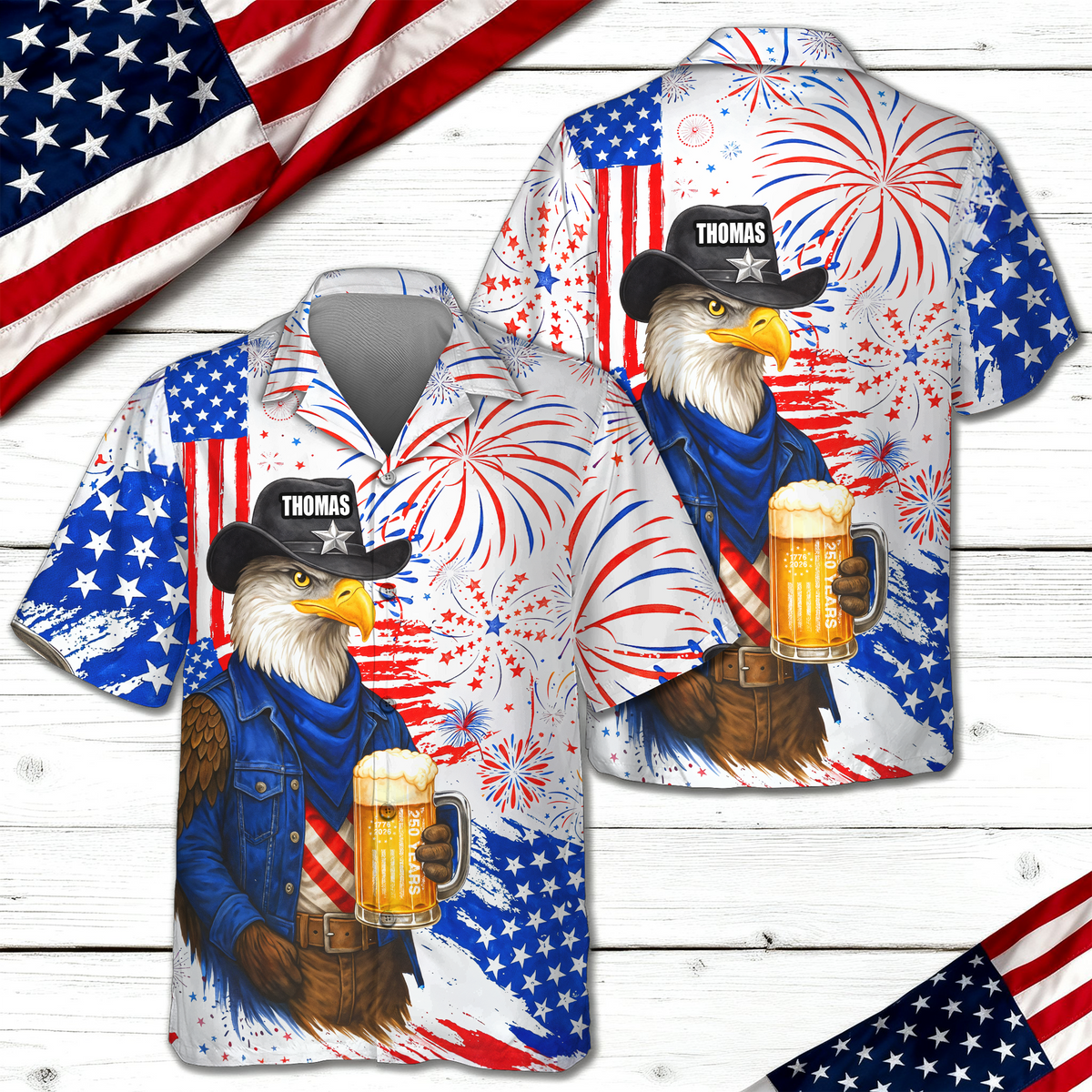Personalized Name America 250th Birthday US Flag Hawaii Shirt HA75 921002