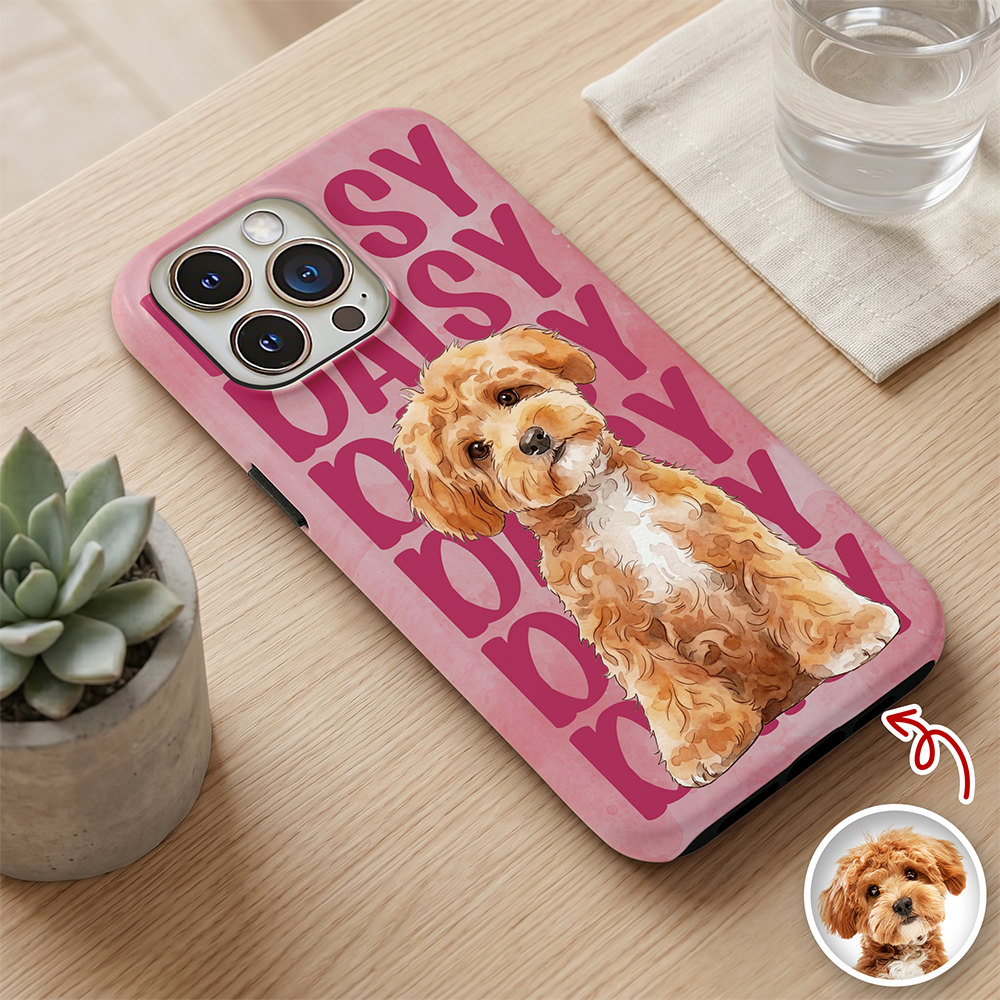 Custom Pet Portrait & Name Watercolor Style Gift For Pet Owners Phone Case TH10 170277